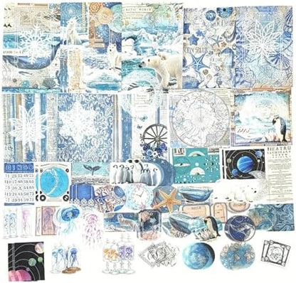 Esweny 100 PCS Vintage Ephemera Pack Journaling Scrapbooking Supplies Scrapbook Sticker Paper Kit for Junk Journal Planners Collage Craft Notebooks Decoupage Album (Ocean) by Esweny