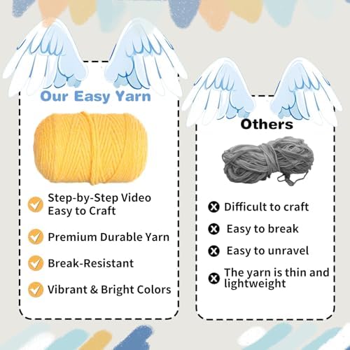 Crochet Kit for Beginners, Crochet Starter Kit with Step-by-Step Video Tutorials, Easy Beginner Crochet Kit for Adults, Crochet Animals Crafts Crochet Kits, Easy Knitting Kit. (Cute Angel 2 Pick) - Image 5