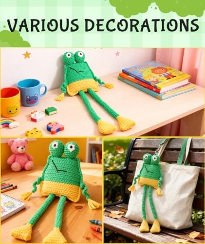 Totiro Crochet Kit for Beginners, Long-Legged Frog Amigurumi Starter Kit, Easy DIY Craft Set with Step-by-Step Video Tutorials, Animal Crochet Pattern Learning Kit for Teens Adults Birthday Gift - Image 6