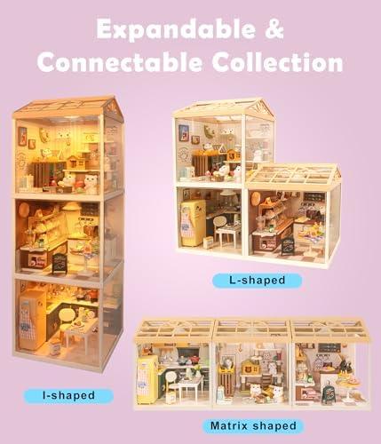 Bread Shop DIY Miniature House Kit for Adults, 3D Dollhouse with LED Light & Dustproof Door, Stackable Connectable Display Case, Creative Gift for Bakery Lovers Teens Women - Image 6