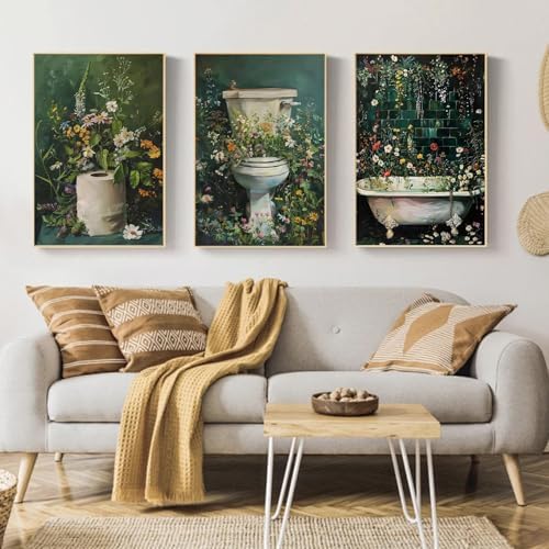 Mandun Bathroom Paint by Numbers Kit for Adults, 3 Pack, 7.8x11.8 inch - Image 3