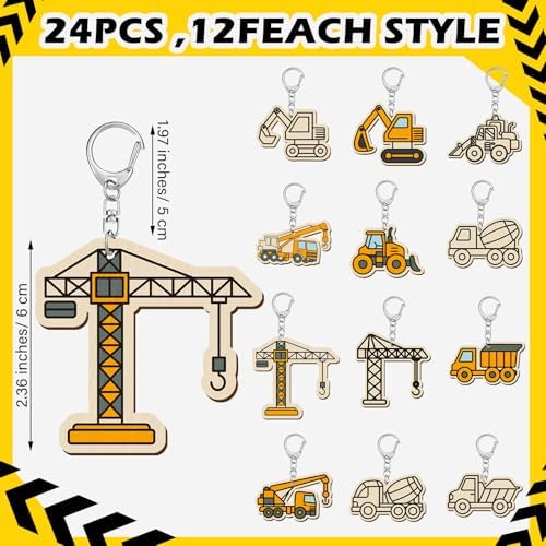 RattanView 24 Pcs Construction Craft Keychains DIY Keychain, 12 Styles - Image 2