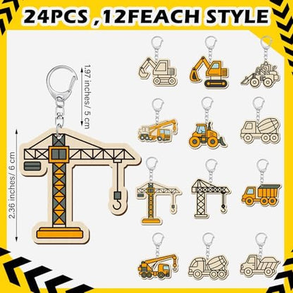 RattanView 24 Pcs Construction Craft Keychains DIY Keychain, 12 Styles - Image 2