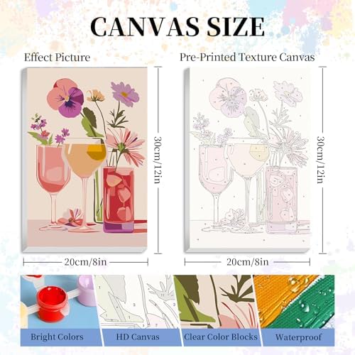 Camocin Framed Paint by Numbers Kit for Adults Beginners – Flowers Cocktail - Image 3