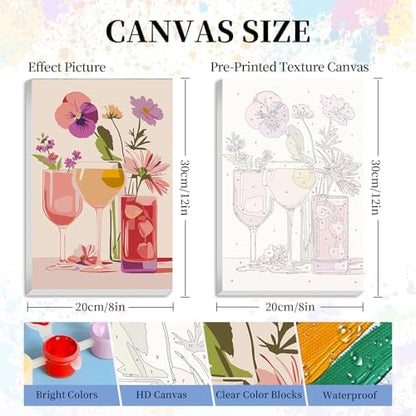 Camocin Framed Paint by Numbers Kit for Adults Beginners – Flowers Cocktail - Image 3