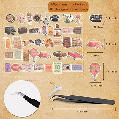 200Pcs Vintage Scrapbook Stickers, Aesthetic Junk Journal Stamping Supplies Kit, Scrapbooking Ephemera Washi Paper for Bullet Journaling Planners Diary Collage - Image 2