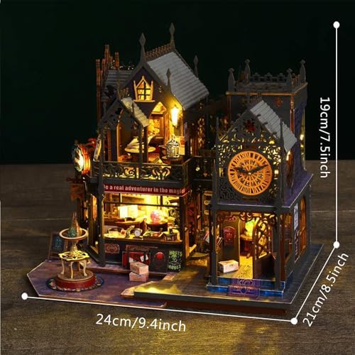 Fifijoy DIY Miniature Dollhouse Kit, Holo Magic City DIY Miniature House kit Wooden Dollhouse Kit, DIY Mini House kit for Adults to Build - Image 2