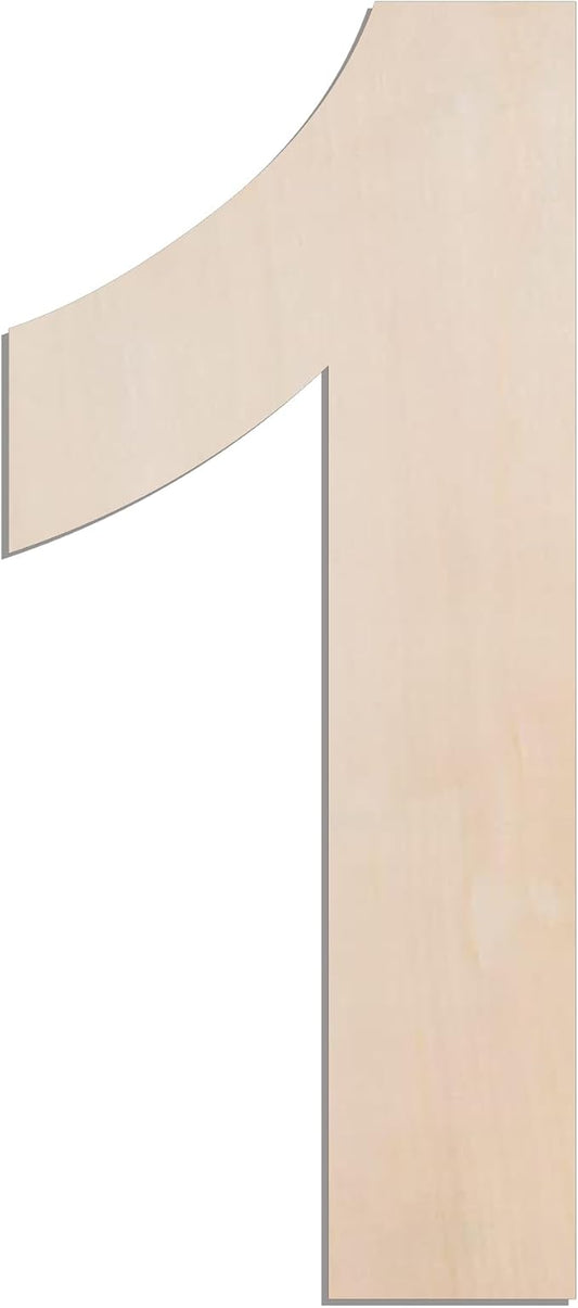 MGTECH 12 Inch Large Wooden Number 1, 1/4 in Thick Big Wood Number for Crafts and Wall Decor