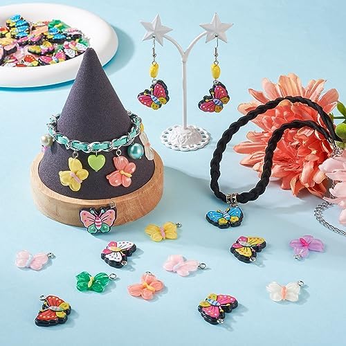 FASHEWELRY 48Pcs Resin Butterfly Charms Mixed Color Butterfly Earring Charms Colorful Insect Wing Bracelet Charm for Jewelry Making Crafts - Image 2