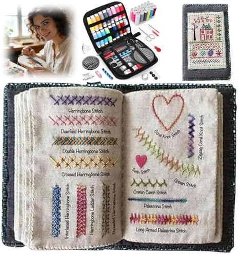 OYSMY Embroidery Stitch Book Kit,2026 New Embroidery Kit with 86 PCS Sewing Kit,Includes Illustrated Guide to 106 Universal Embroidery Stitches for Beginners and Craft Lovers(1 Set) by OYSMY-houseofselection
