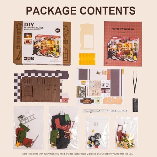 ROBOTIME Miniature House Kit DIY Mini Garage Workshop Tiny Model House Building Kit with LED Decorative Craft for Adults Hobby Gift - Image 4