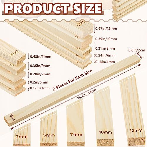 Sasylvia 20 Pcs Clay Pottery Rolling Pin Guides,10 Size,Wood Color - Image 2