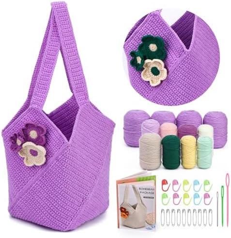 Pnytty Crochet Tote Bag Kit for Beginners, Crochet Starter Kit for Adults by Pnytty