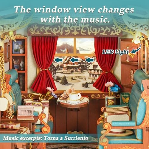 Tonecheer DIY Book Nook Kit for Adults, Miniature Infinity Train Cabin European Vintage Carriage Model, Wooden 3D Puzzle Dollhouse Booknook Decorative Bookend Gifts (European Travels) - Image 2