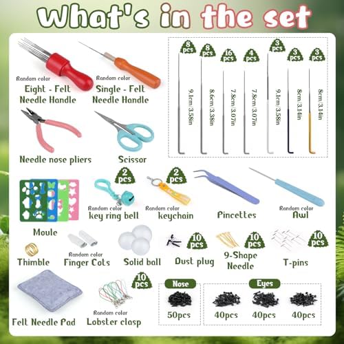 SOCNITC Needle Felting Kit, 40 Rolls Wool Roving 4 Sizes Felting Needles - Image 2