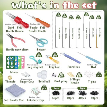 SOCNITC Needle Felting Kit, 40 Rolls Wool Roving 4 Sizes Felting Needles - Image 2