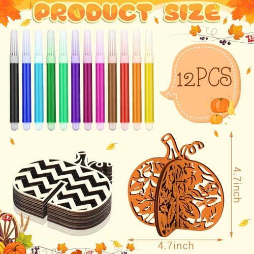 Huwena 36 Pcs Fall Craft Set 24 Wood Pumpkin Cutout for Craft,Vivid Pumpkin - Image 2