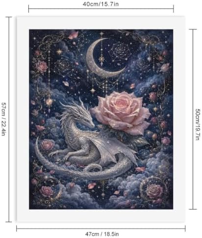 Bozfoxa Paint by Numbers Kit for Adults Beginner Silver Rose Dragon - Image 3