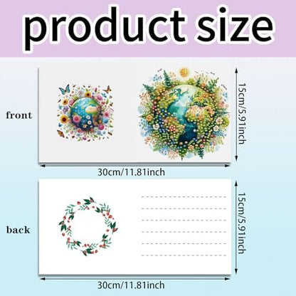 DIZAKIM 6-Piece Christmas-Themed Diamond Painting Greeting Cards Christmas Eve DIY Craft Kit Birthday Gift (Earth) - Image 2