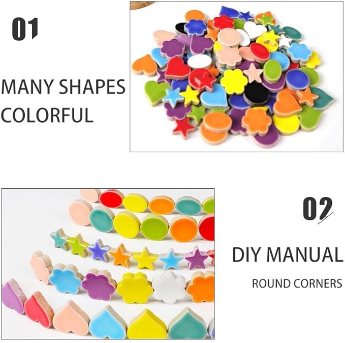 500g/1.1lb Random Color Irregular Ceramics Mosaic Tiles,DIY Making Creative Ceramic Mosaic Tiles for DIY Craft Plates Flowerpots Vases Cups Mosaic Making Supplies (Flowers)