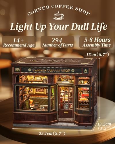 Cutefun Book Nook Kits for Adults - DIY Miniature Dollhouse Kit Coffee Shop - Image 4
