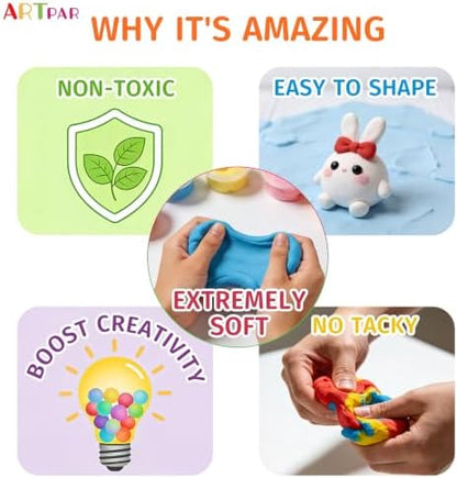ARTPAR Air Dry Clay 102 Colors,Modeling Magic Clay for Kids Bulk Craft Kit - Image 5
