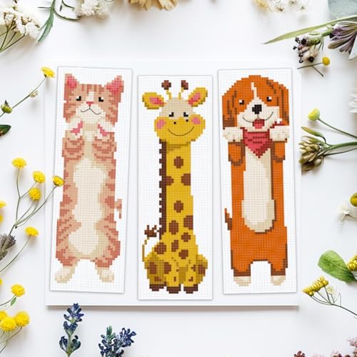 ACRNIGHEET 6PCS Cross Stitch Bookmark Kits for Beginners Cartoon Animals - Image 5