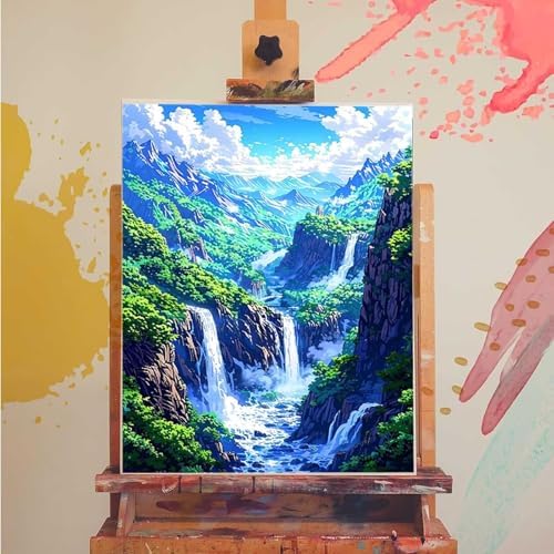 Waterfall Paint by Numbers Kit for Adults Mountain Paint by Numbers, DIY Easy Acrylic Oil Painting Kits for Adults Beginners with Brushes, Hobbies for Women for Home Wall Decor, Gifts 12x16 in I-78 - Image 3