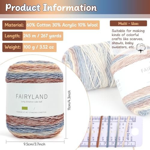 Aeelike Cake Yarn for Crocheting, Soft Ombre Crochet Yarn, Khaki Gradient - Image 3