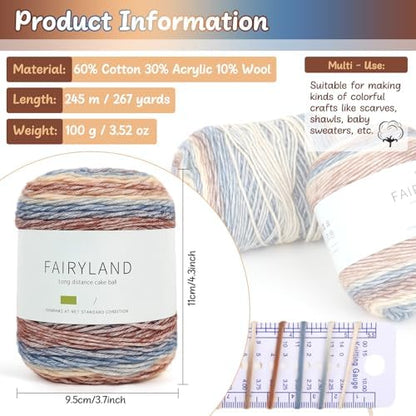 Aeelike Cake Yarn for Crocheting, Soft Ombre Crochet Yarn, Khaki Gradient - Image 3