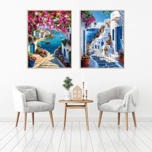 2 Pack Landscape Paint by Numbers Kit for Adults Beginner with Framed,Flower Easy Adult Paint by Number Kits on Canvas DIY Painting for Beginners Art by Numbers for Home Wall Decor 10x12 Inch - Image 3
