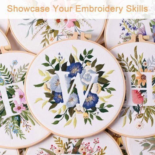 Harimau Letter Pattern W Embroidery Kit for Adult Beginners, Complete Starter Pack with 1 Hoop, Needles, Instruction Guide & Embroidery Stitch Video Tutorials - Image 7