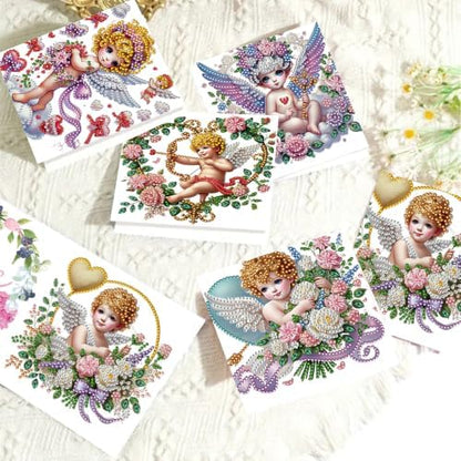 6PCS Cupid Diamond Art Painting Greeting Cards Kit with Envelopes - 5D DIY Diamond Art Card Kits for Adults - Handcrafted Postcards for Birthday & Holiday - Image 6