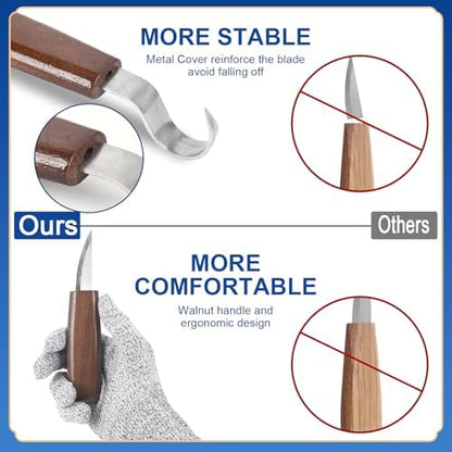 Wood Carving Kit Whittling Kit 26pcs Wood Carving Tools Knife Set with 3 Wood Carving Knives 8 Detail Knives 8 Blocks, Whittling Kit DIY Hobbies for Beginners Adults Kids - Gift for Men Teens - Image 5
