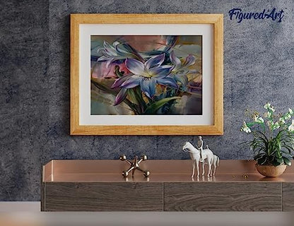 Figured'Art Paint by Numbers Kit for Adults Colourful Lilies 16"x20" - Craft Art Painting Rolled Canvas with DIY Wooden Frame - Image 4