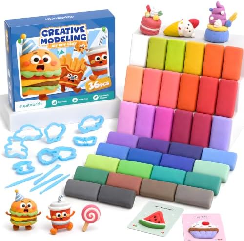 JUPITEARTH Air Dry Clay for Kids, 36 Colors Modeling Clay Kit by JUPITEARTH