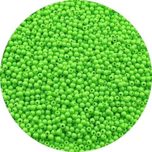 2000pcs Acrylic Round Beads for Crafts 4mm Resin Candy Color Spacer Beads with Hole for Jewelry Making Sewing Crafts Decoration Necklaces Bracelets Earrings Supplies(Green) by Unknown
