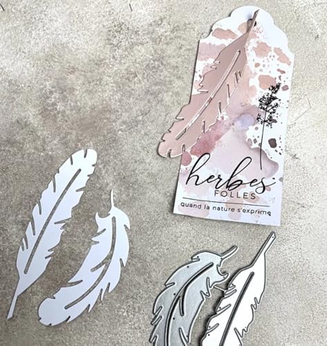 2pcs/Set Feather Frame Metal Die Cuts,Feather Frame Background Wedding Cutting Dies Cut Stencils for DIY Scrapbooking Album Embossing Paper Dies Card Making - Image 4