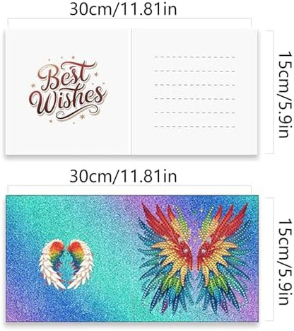 jinglinhh 12pcs Angel Wings Diamond Art Painting Greeting Cards with Envelopes, DIY Card Making Kits for Adults, Diamond Art Christmas Cards for Birthday Holiday Postcards Craft Gifts - Image 2