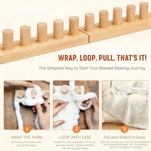 MimuAeye 30 Inch Chunky Yarn Loom, Loom for Blankets,DIY Blanket Making Kit for Adults, Reusable Chunky Blanket Looms,Beginner Friendly Yarn Craft - Image 3