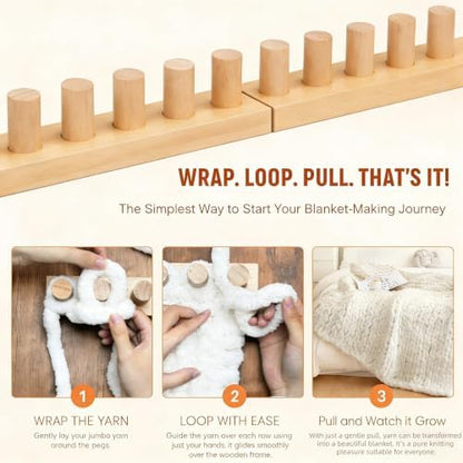 MimuAeye 30 Inch Chunky Yarn Loom, Loom for Blankets,DIY Blanket Making Kit for Adults, Reusable Chunky Blanket Looms,Beginner Friendly Yarn Craft - Image 3