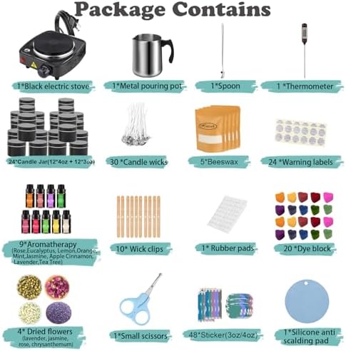Haccah Candle Making Kit with Wax Melter, DIY Arts&Crafts Gift for Adults,Beginners,Candle Making Supplies,Including Electronic Stove, Rich Scents,Wicks, Candle tins, Dyes, Stickers, Melting Pot - Image 5