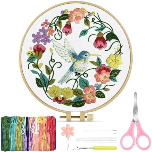 TINDTOP Embroidery Kit for Beginners Adult, Hummingbird Embroidery Kit by TINDTOP
