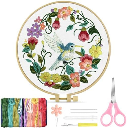 TINDTOP Embroidery Kit for Beginners Adult, Hummingbird Embroidery Kit by TINDTOP