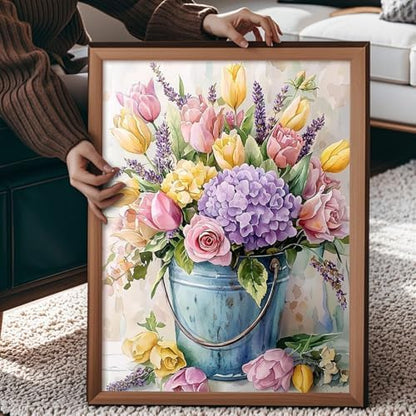 Qaisxoty Flowers Paint by Numbers Kit for Adults, Beginner Floral Paint by Numbers with Rolled Canvas, Box, Brushes, Acrylic Paints, DIY Paint by Number for Home Decor & Gift - 12”x16” - Image 3