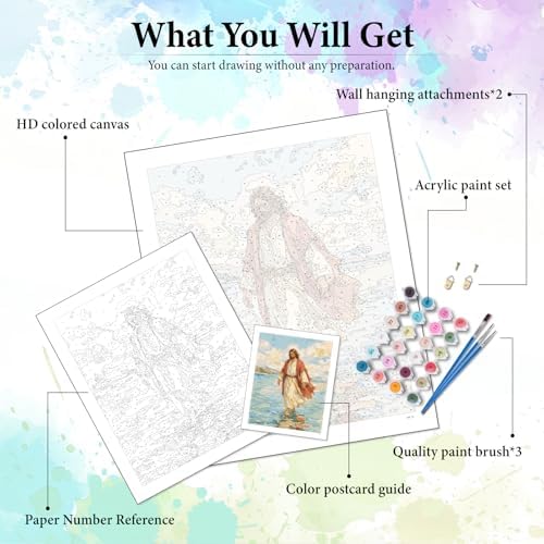 Dawnsphere Jesus Paint by Numbers Kit for Adults Without Frame 16x20 in - Image 4