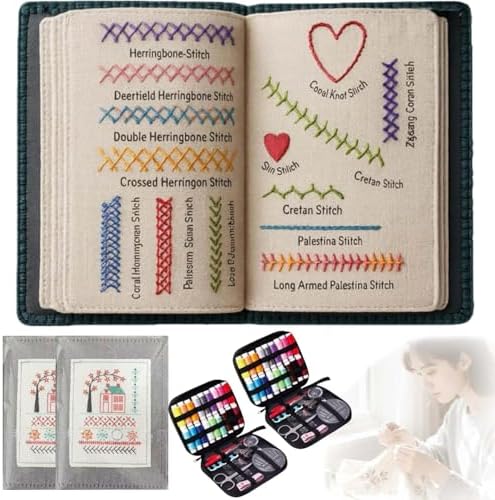 2026 New Upgraded Embroidery Stitch Book Kit,86 PCS Beginner Embroidery Kit, 106 Patterns with Tools & Tutorials, Portable All-in-One Hand Embroidery Book for Adults & DIY Craft Lovers(2 Set) by Unknown