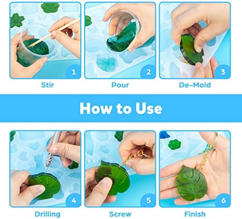 Mocoosy 182Pcs Resin Molds Silicone Kit for Keychains, 32 Cavities Silicone Molds for Epoxy Resin Casting, Variety Shaped Resin Key Chain Molds Making Set DIY Ornaments Crafts Supplies - Image 7