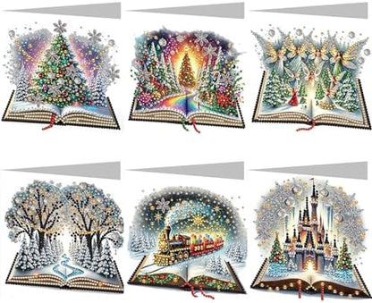 jinglinhh 6pcs Diamond Art Painting Christmas Book Scenery Christmas Tree Castle Greeting Cards with Envelopes, DIY Card Making Kits for Adults, Diamond Art Postcards Holiday Cards Craft Gifts by Unknown