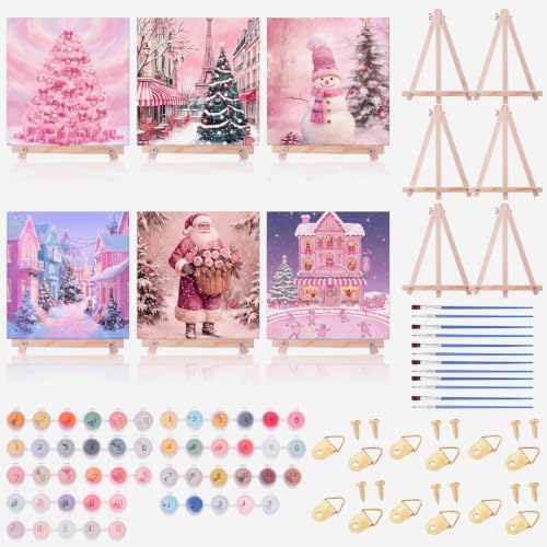 YooNotee 6 Pack Ghost Paint by Numbers Kit on Canvas with Wooden Easels & Brushes, 12x8 Inch Halloween Canvas Art Set for Adults Easy Acrylic Paint Kit Beginner for Halloween Home Decor by Unknown